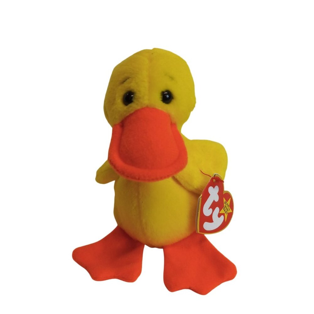 Ty Beanie Baby Quackers Style 4024 Yellow Duck Plush Toy Collectible NEW